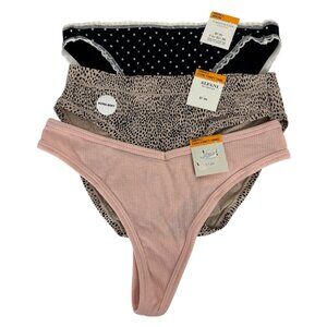 Alfani Jenni Charter Club NEW Mix Lot 3 Small Panty Thong Bikini Peach Black Tan